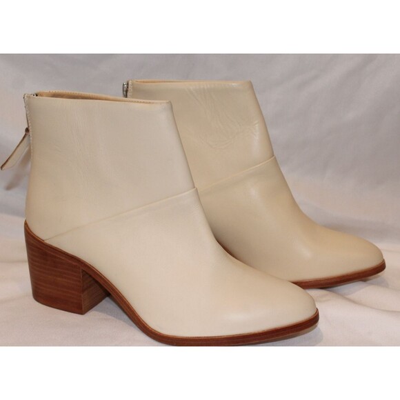 Nisolo Women's Dari Leather Zip Up Commuter Boots Bone Size 7.5 NIB $250 - Picture 1 of 6